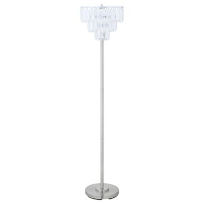 Coaster Home Furnishings - Anya - Crystal Metal Floor Lamp with Chrome Stand, Round Silver Base and White Acrylic Head - Living Room - 61-Inch - Chrome - 920067