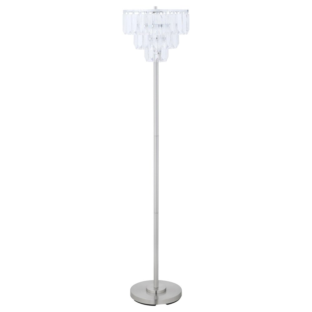 Coaster Home Furnishings - Anya - Crystal Metal Floor Lamp with Chrome Stand, Round Silver Base and White Acrylic Head - Living Room - 61-Inch - Chrome - 920067