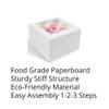 O'CREME [50 Pack] Small Bakery Cake Boxes With Window, 4x4x2.5, Cupcakes Donuts Cookies Pastries, For Wedding Treats Party Favors Showers Gift, White Paper Kraft Cardboard Mini Packaging Containers view 3