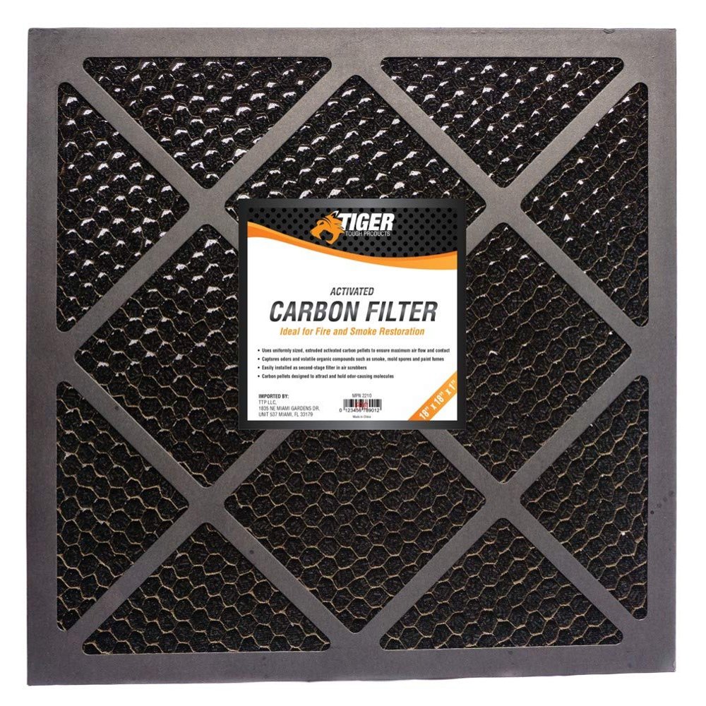 Tiger Tough Replacement Carbon Media Pad 18x18x1 Mechanical Activated Carbon Filter Compatible with Industrial Air Scrubber Units
