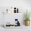 2-Tier Bathroom Countertop Organizer Vanity Tray Cosmetic & Makeup Storage Kitchen Spice Rack Standing Shelf, White view 2