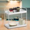 2-Tier Bathroom Countertop Organizer Vanity Tray Cosmetic & Makeup Storage Kitchen Spice Rack Standing Shelf, White view 3