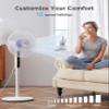 PELONIS 16" Oscillating Pedestal Stand Up Fan | Adjustable Height | Ultra Quiet DC Motor | Remote Control | 12 Speed | 12-Hour Timer | High Energy Efficiency | for Bedroom Home Office Use | White view 2