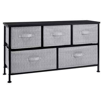 Amazon Basics Extra Wide Fabric 5-Drawer Storage Organizer Unit for Bedroom Closet, Black