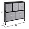 Amazon Basics Extra Wide Fabric 5-Drawer Storage Organizer Unit for Bedroom Closet, Black view 3