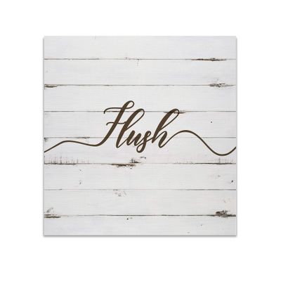 Renditions Gallery Rustic Flush Sign Bathroom Dcor Gallery Wrapped Canvas Wall Art, 12x12,