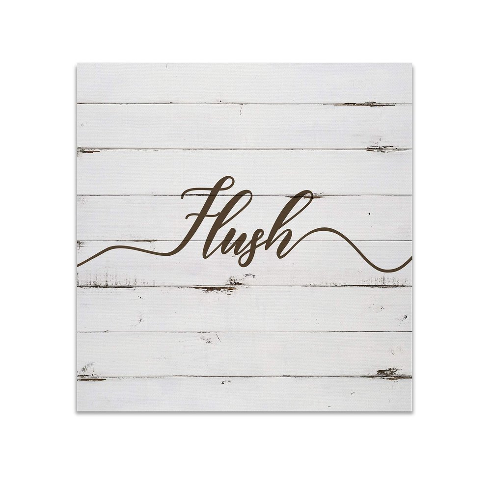 Renditions Gallery Rustic Flush Sign Bathroom Dcor Gallery Wrapped Canvas Wall Art, 12x12,