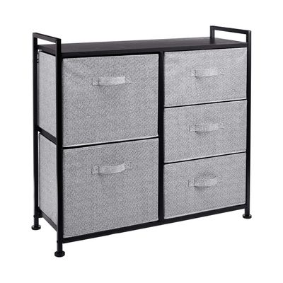 Amazon Basics Closet Organizer with 5-Fabric Storage Drawers for Bedroom, Living Room, Black