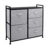 Amazon Basics Closet Organizer with 5-Fabric Storage Drawers for Bedroom, Living Room, Black view 1