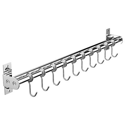 Xingsiyue Multipurpose Wall Mounted Kitchen Rail Utensil Storage Organizer Hanger 50 cm Hanging Rack with 8 Hooks - No-Drilling