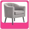 Adore Decor Ivey Barrel Chair, Button Tufted Plush Back Cushion, Luxury Black Wooden Legs, Modern Living Room Upholstery Accent Furniture, Gray Weave view 1