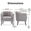 Adore Decor Ivey Barrel Chair, Button Tufted Plush Back Cushion, Luxury Black Wooden Legs, Modern Living Room Upholstery Accent Furniture, Gray Weave view 3