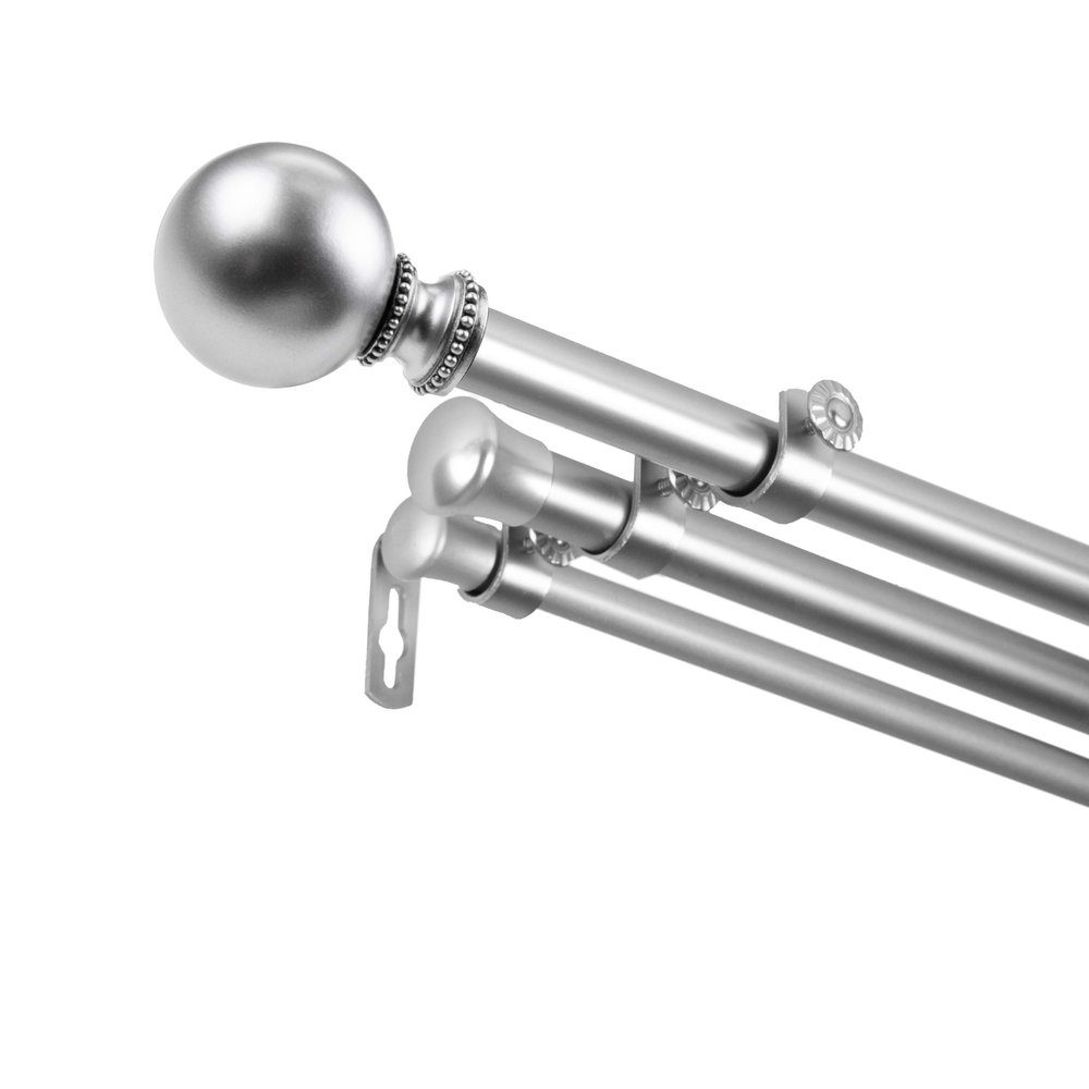 A&F Rod Dcor - Cleo 13/16" Triple Curtain Rod 48-84 inch - Satin Nickel