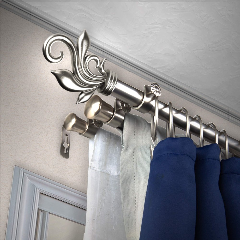 A&F Rod Dcor - Quinn 13/16" Triple Curtain Rod 120-170 inch - Satin Nickel