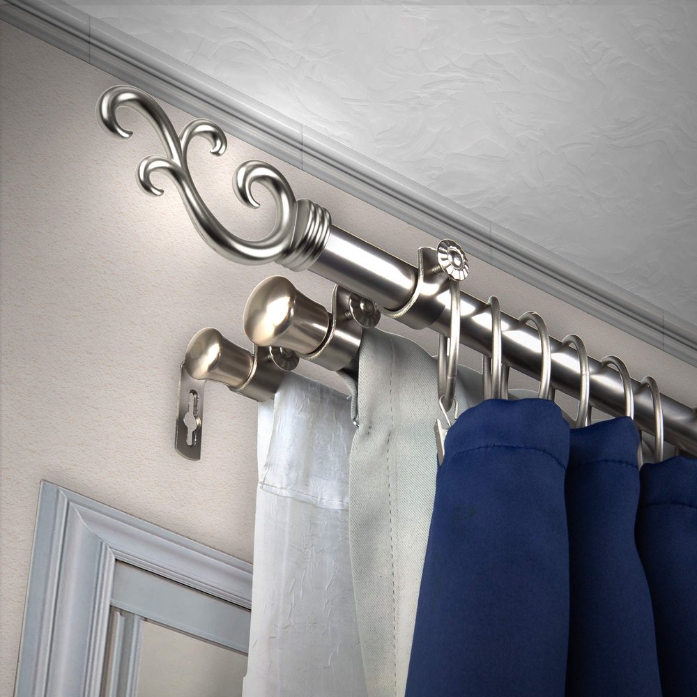 A&F Rod Dcor - Wave 13/16" Triple Curtain Rod 28-48 inch - Satin Nickel