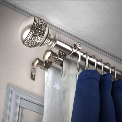 A&F Rod Dcor - Nadeen 13/16" Triple Curtain Rod 48-84 inch - Satin Nickel