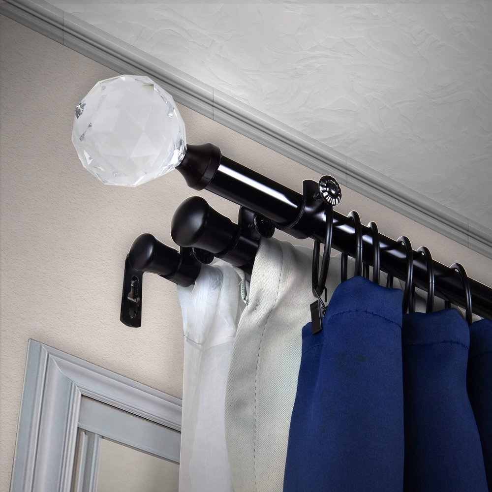 A&F Rod Dcor - Sparkle 13/16" Triple Curtain Rod 120-170 inch - Black