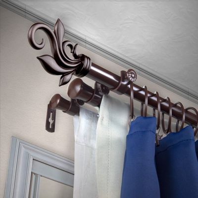 A&F Rod Dcor - Quinn 13/16" Triple Curtain Rod 120-170 inch - Cocoa