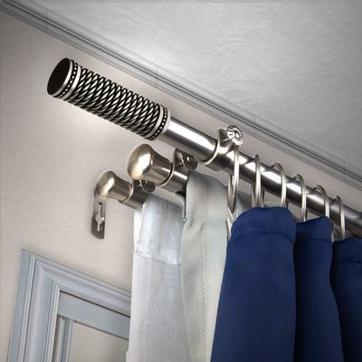 A&F Rod Dcor - Woven 13/16" Triple Curtain Rod 48-84 inch - Satin Nickel
