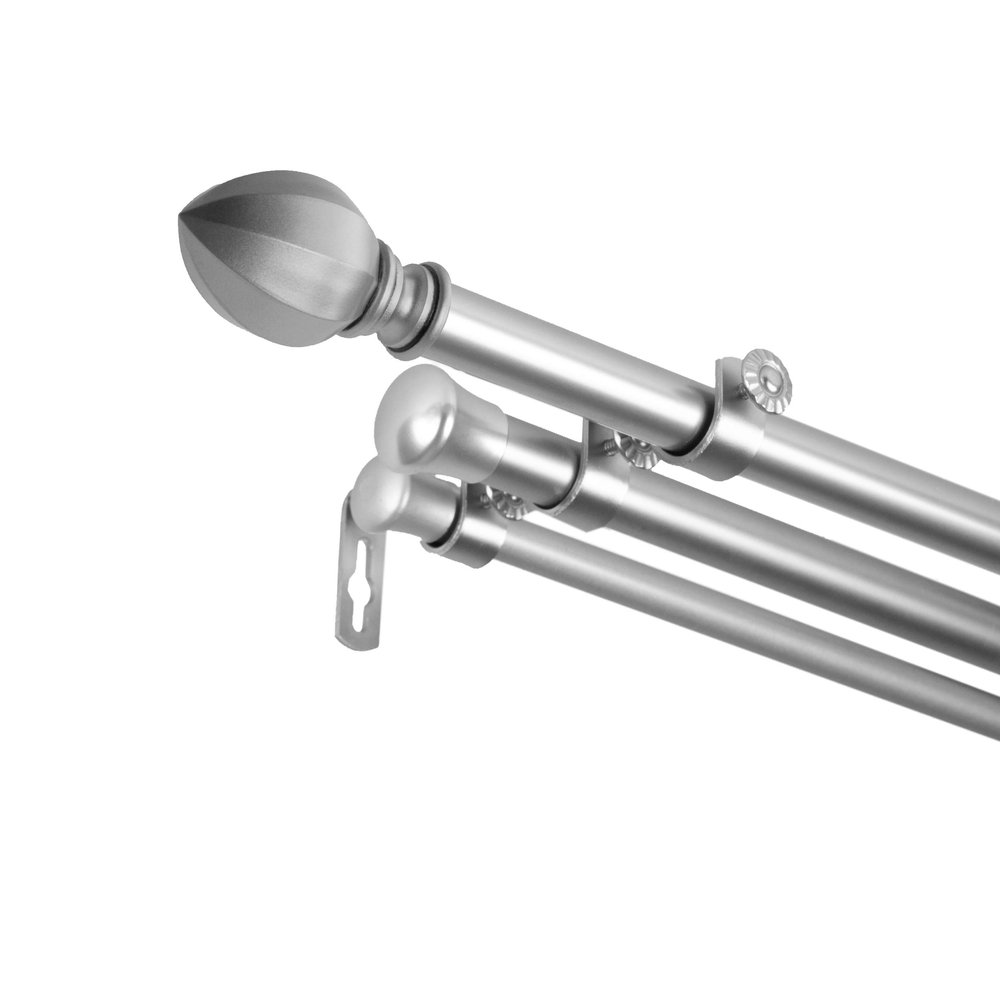 A&F Rod Dcor - Hazelnut 13/16" Triple Curtain Rod 28-48 inch - Satin Nickel
