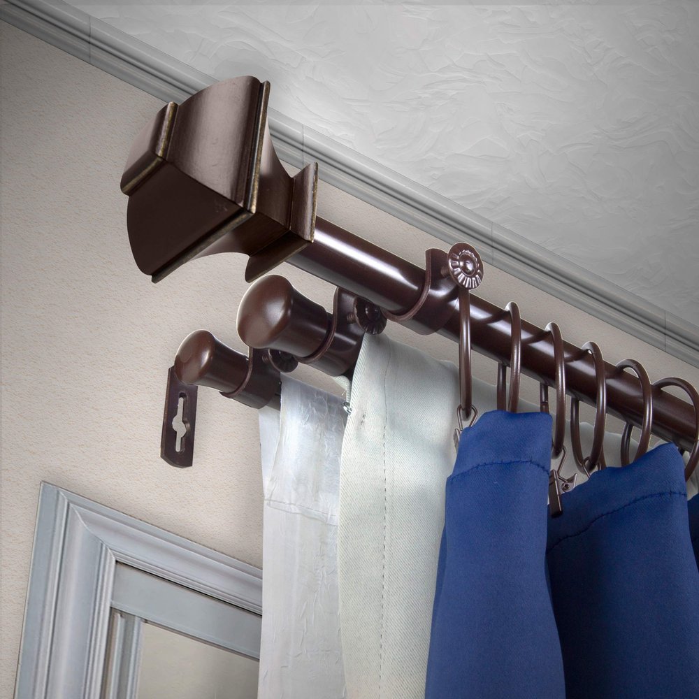 A&F Rod Dcor - Phife 13/16" Triple Curtain Rod 120-170 inch - Cocoa