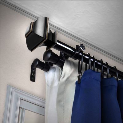 A&F Rod Dcor - Phife 13/16" Triple Curtain Rod 120-170 inch - Black