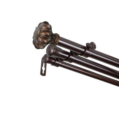 A&F Rod Dcor - Earl 13/16" Triple Curtain Rod 48-84 inch - Cocoa