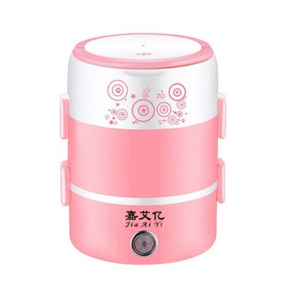 JLFTF 2L Mini Electric Rice Cooker 3 Layers Steamer Portable Stainless Steel Meal Thermal Heating Lunch Box Food Container Warmer