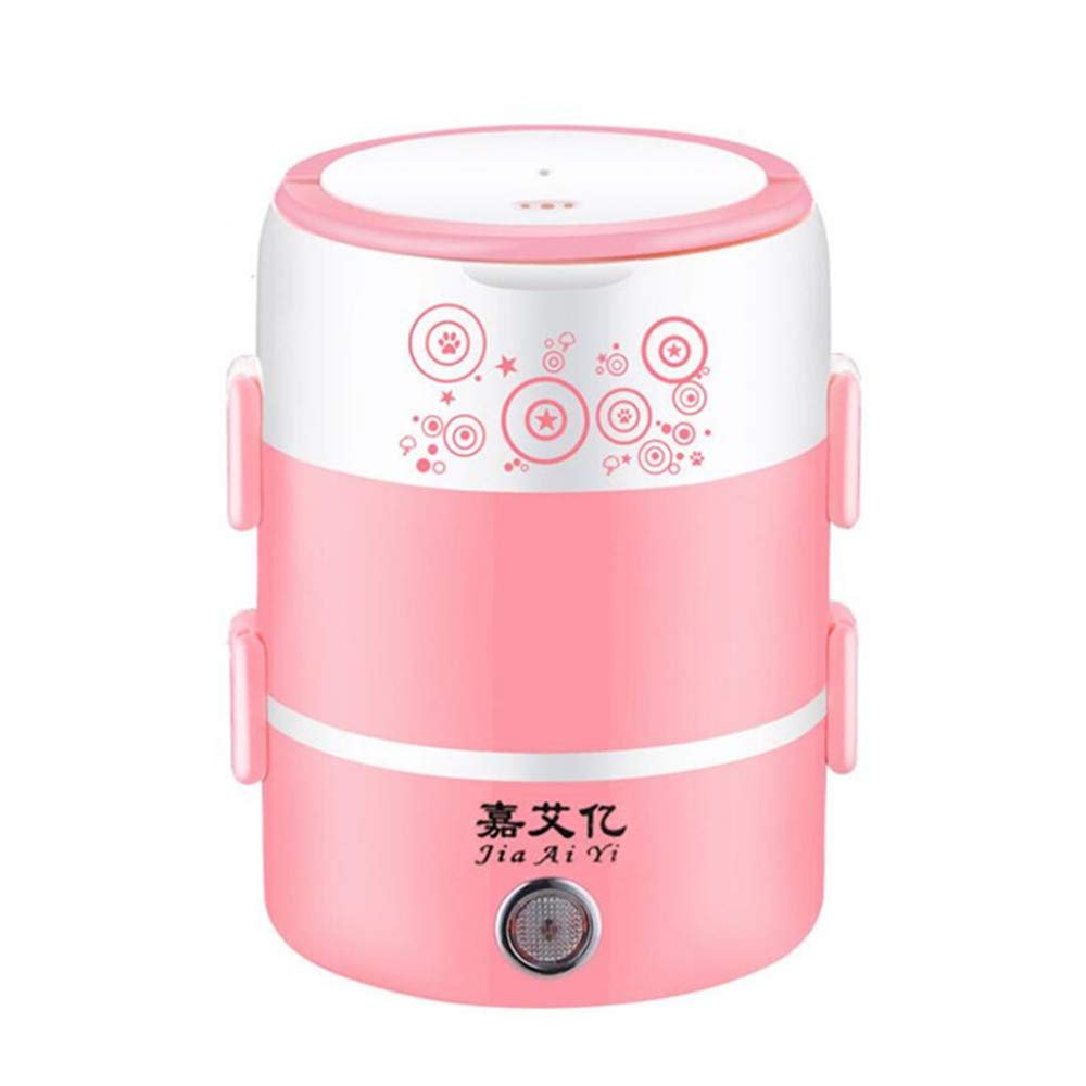 JLFTF 2L Mini Electric Rice Cooker 3 Layers Steamer Portable Stainless Steel Meal Thermal Heating Lunch Box Food Container Warmer