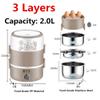 JLFTF 2L Mini Electric Rice Cooker 3 Layers Steamer Portable Stainless Steel Meal Thermal Heating Lunch Box Food Container Warmer view 2