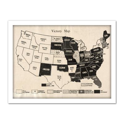 Woman Citizen 1918 Map Suffrage USA History Artwork Framed Wall Art Print 18X24 Inch