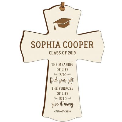 LifeSong Milestones Personalized Cross - Graduation Party Decorations - Graduation Gift for Her Him Daughter Son Unique Graduate Ideas 4 x 6 The Meaning (Ivory)