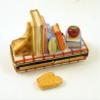 Authentic French Porcelain Hand Painted Limoges Trinket Box Book Shelf with Cook Books Tomato Pot Holder view 2
