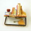 Authentic French Porcelain Hand Painted Limoges Trinket Box Book Shelf with Cook Books Tomato Pot Holder view 4