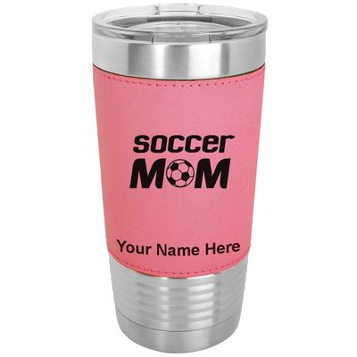 LaserGram Personalized 20oz Tumbler, Soccer Mom (Pink)
