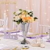 2 Pcs Tabletop Silver Metal Wedding Flower Trumpet Vase, 9.8 inch Table Decorative Centerpiece Artificial Flower Arrangements for Anniversary Ceremony Party Birthday Event Aisle Home Decoration view 2
