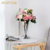 2 Pcs Tabletop Silver Metal Wedding Flower Trumpet Vase, 9.8 inch Table Decorative Centerpiece Artificial Flower Arrangements for Anniversary Ceremony Party Birthday Event Aisle Home Decoration view 3