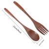 XMHF Wooden 9 inch Japanese Spoon Fork Set Kitchen Tableware Dinnerware Flatware Natural Wood Cutlery Wooden Dinner Utensil Set, 3 Spoons and 3 Forks (Brown Tied Line) view 2