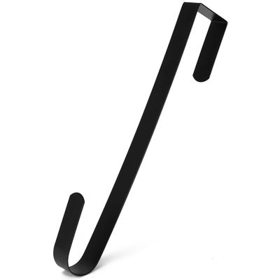 Over Door Wreath Hanger Hook - Black 12" Thin Metal Christmas Season Holder