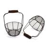 CVHOMEDECO. Metal Wire Mini Egg Baskets Rust Gathering Baskets with Wooden Handle Country Vintage Style Storage Baskets. Set of 2 view 3