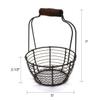 CVHOMEDECO. Metal Wire Mini Egg Baskets Rust Gathering Baskets with Wooden Handle Country Vintage Style Storage Baskets. Set of 2 view 4