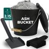 Smedley & York Black Ash Bucket with Lid, Complete Fireplace Tools Set, Includes Pail, Shovel & Broom, 2.15 Gallon Metal Coal Bucket with Accessories, Galvanized Iron Ash-Bucket for Fire Place view 1