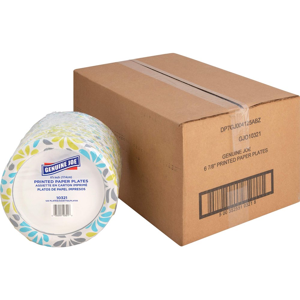 Genuine Joe Printed Paper Plates, 7" (Pack of 500)