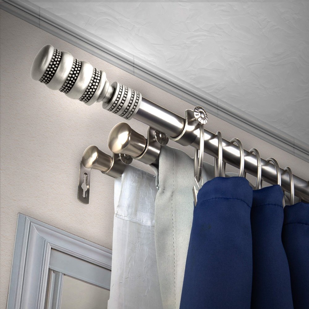 A&F Rod Dcor - Macaroon 13/16" Triple Curtain Rod 48-84 inch - Satin Nickel