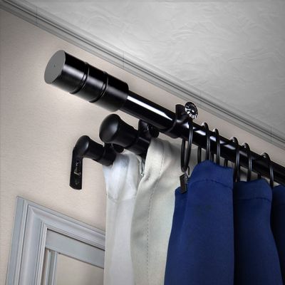 A&F Rod Dcor - Gabe 13/16" Triple Curtain Rod 48-84 inch - Black