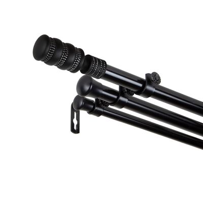 A&F Rod Dcor - Macaroon 13/16" Triple Curtain Rod 48-84 inch - Black