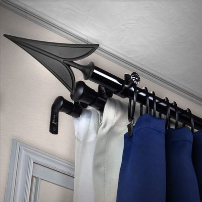 A&F Rod Dcor - Head 13/16" Triple Curtain Rod 120-170 inch - Black