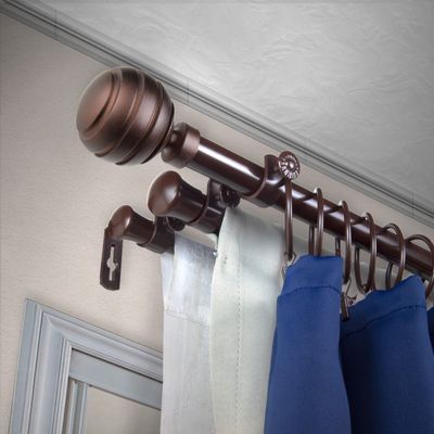 A&F Rod Dcor - Dipper 13/16" Triple Curtain Rod 48-84 inch - Cocoa