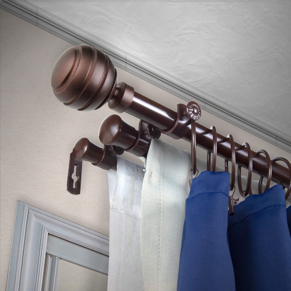 A&F Rod Dcor - Dipper 13/16" Triple Curtain Rod 48-84 inch - Cocoa