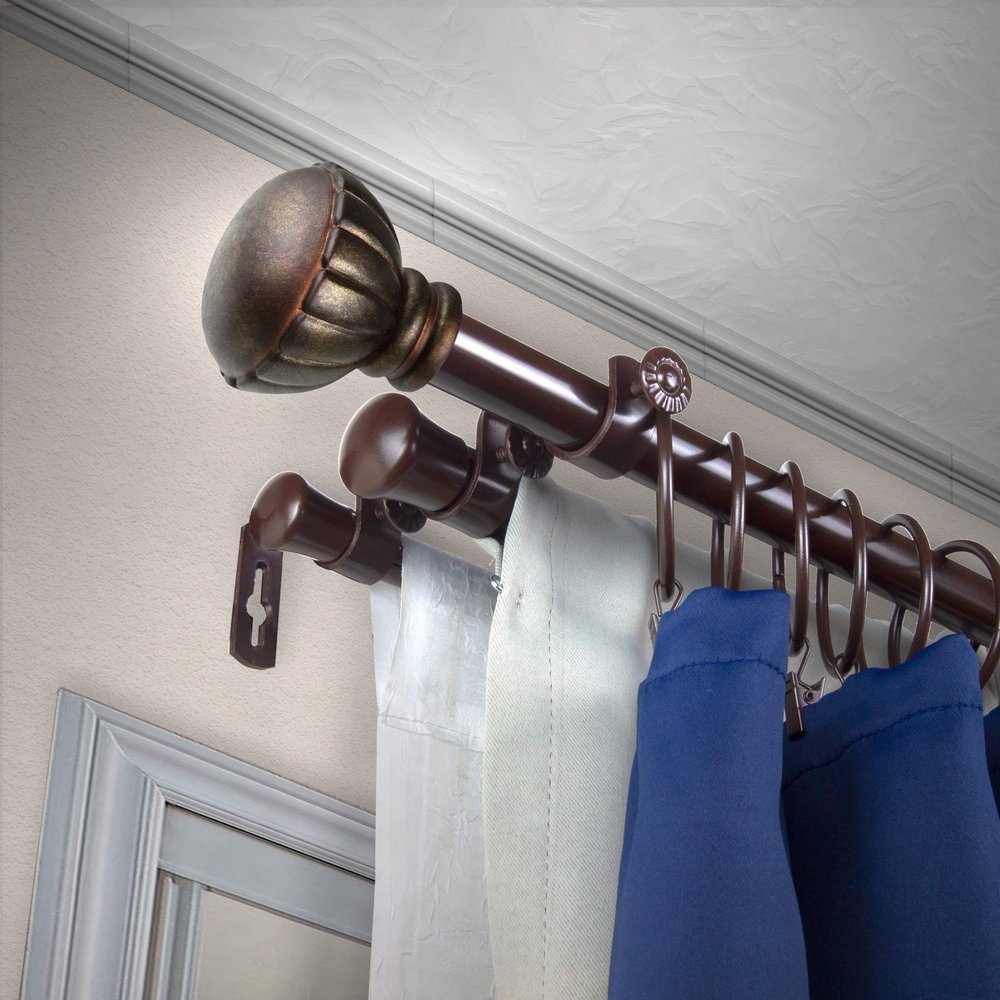 A&F Rod Dcor - Flower 13/16" Triple Curtain Rod 48-84 inch - Cocoa
